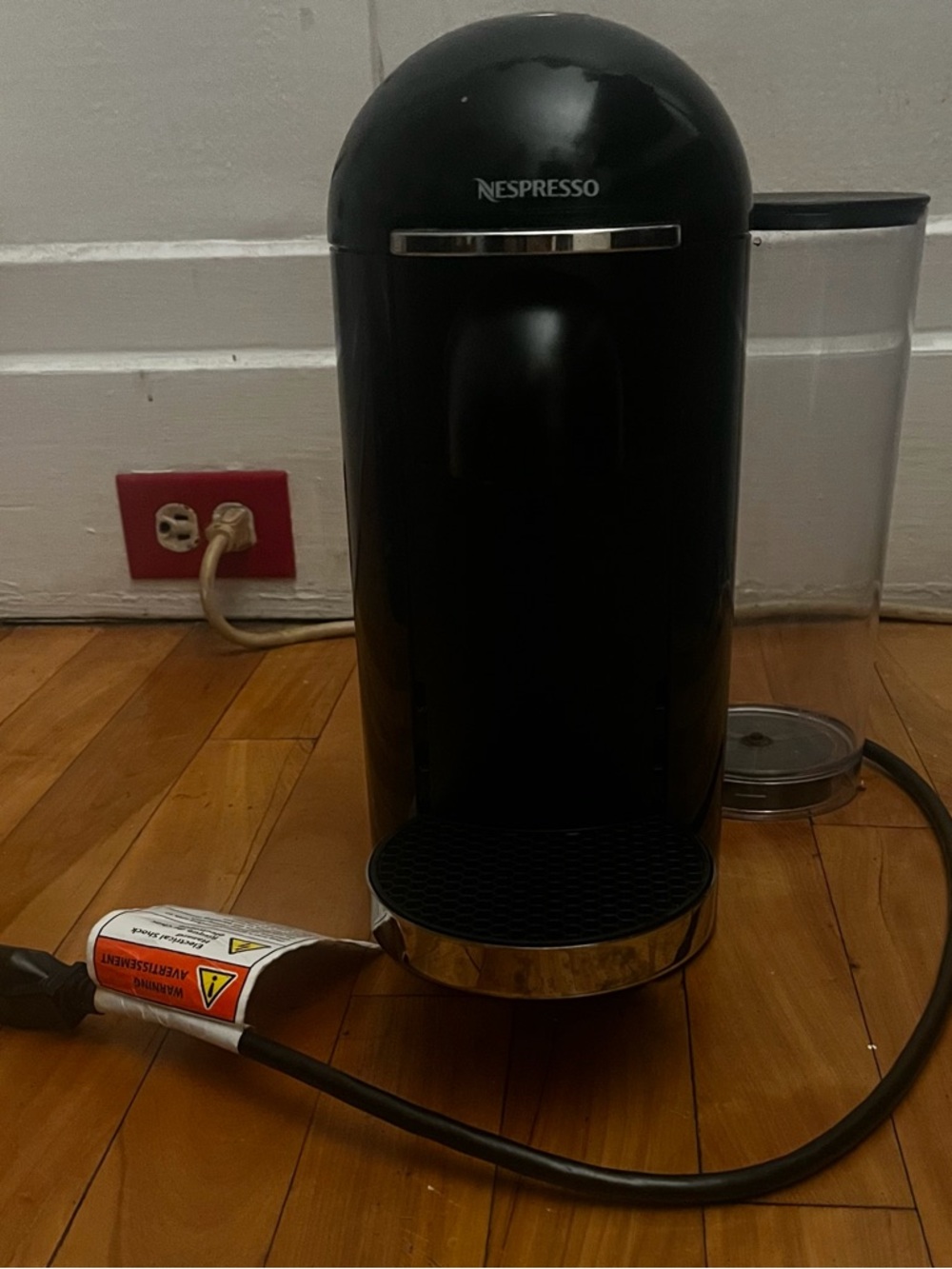 Nespresso Black Single-Serve Coffee Maker with Clear Water Tank